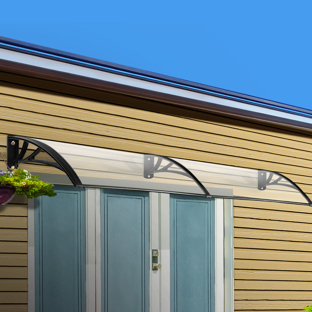 Instahut Window Door Awning Outdoor Solid Polycarbonate Canopy Patio 1mx2m DIY