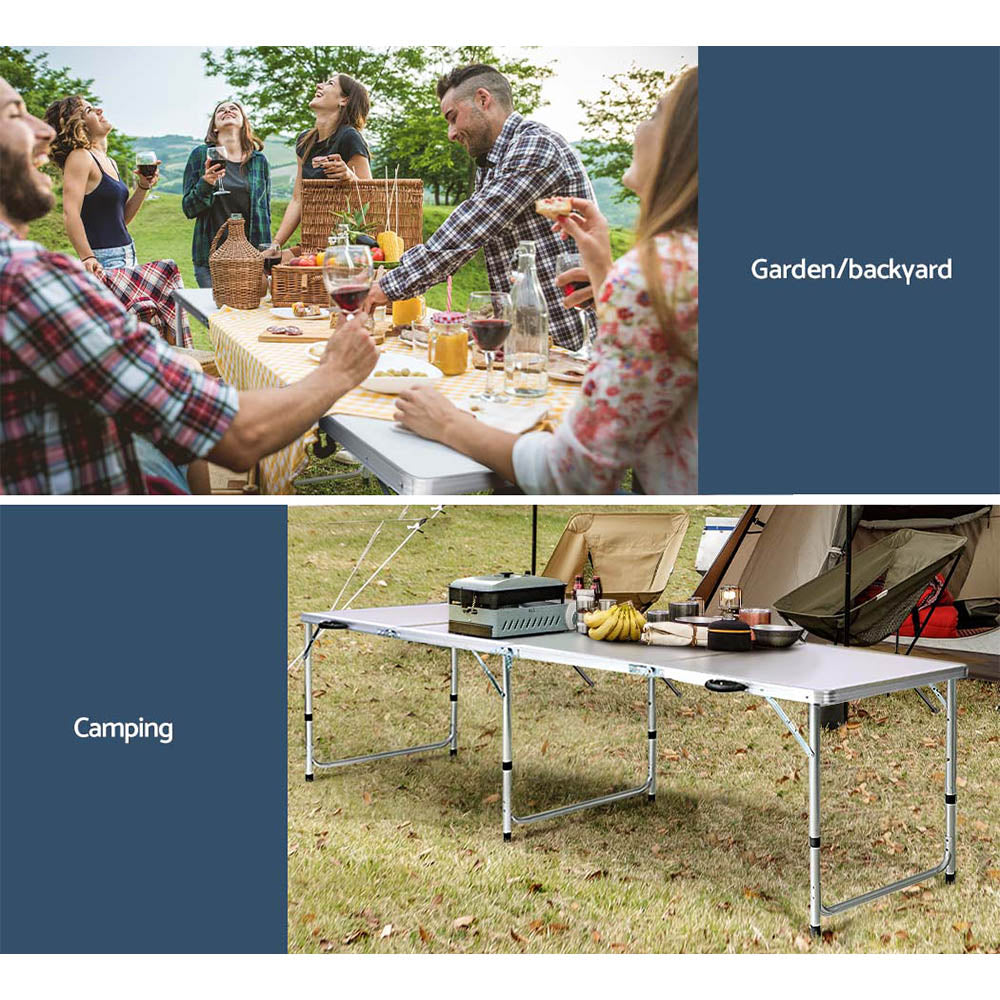Weisshorn Folding Camping Table Portable Family Picnic Garden 240CM